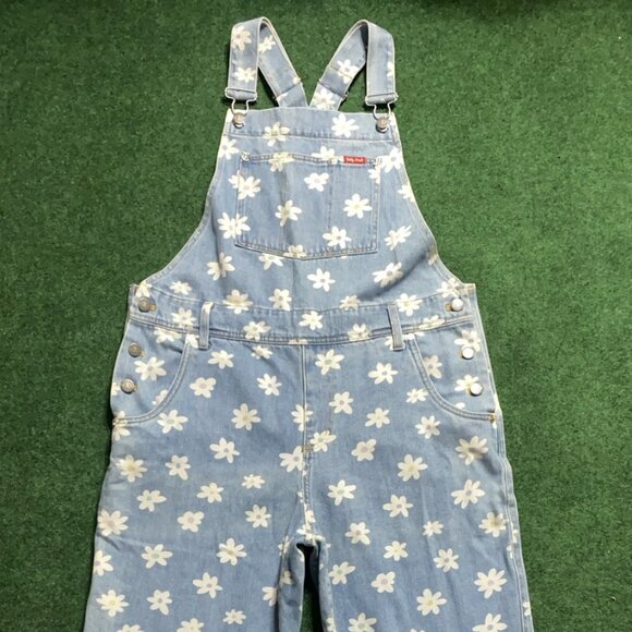 Teddy Fresh Women’s Daisy Denim Overalls Medium Mid-Wash Straight Leg - Picture 1 of 6